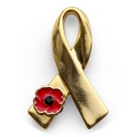 24K gold plated ribbon poppy pin